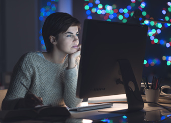 Woman Working Late Night