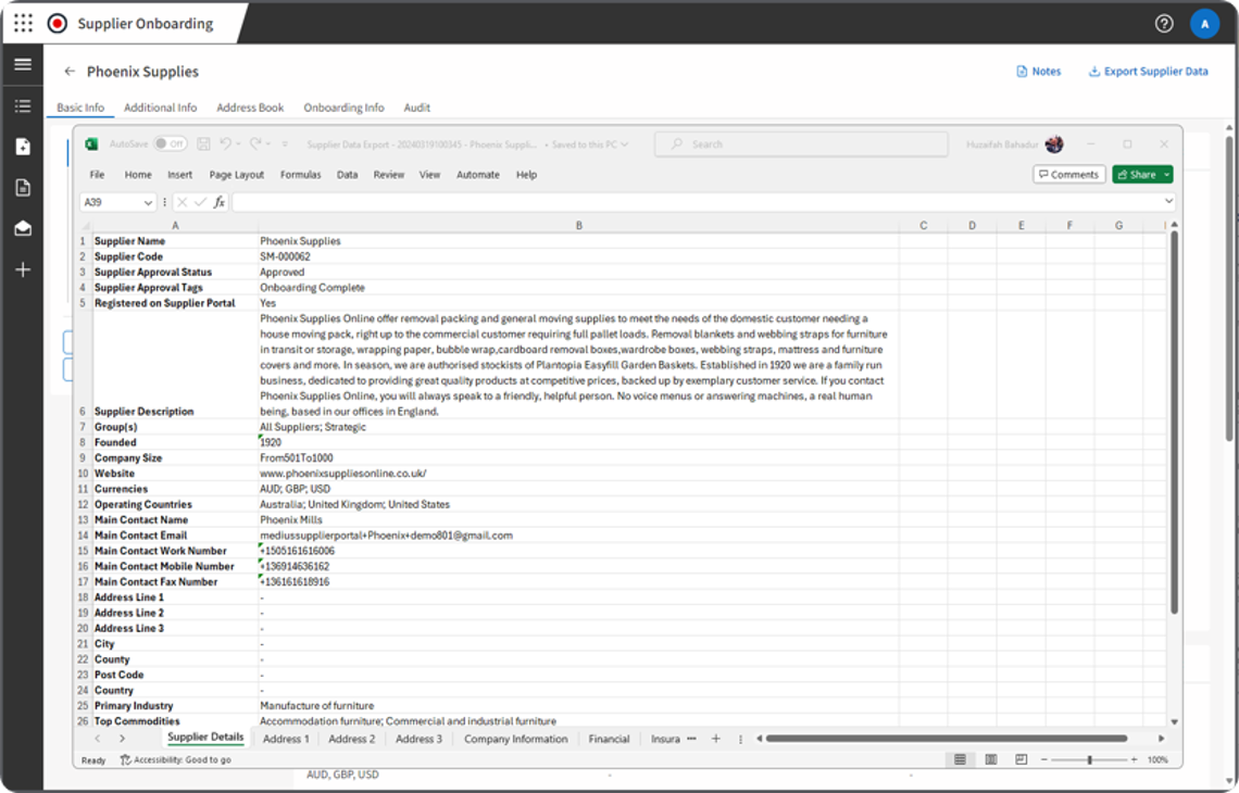 Supplier Management - extract supplier data