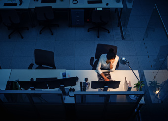 Working Office Late woman