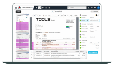 Invoice capture screen