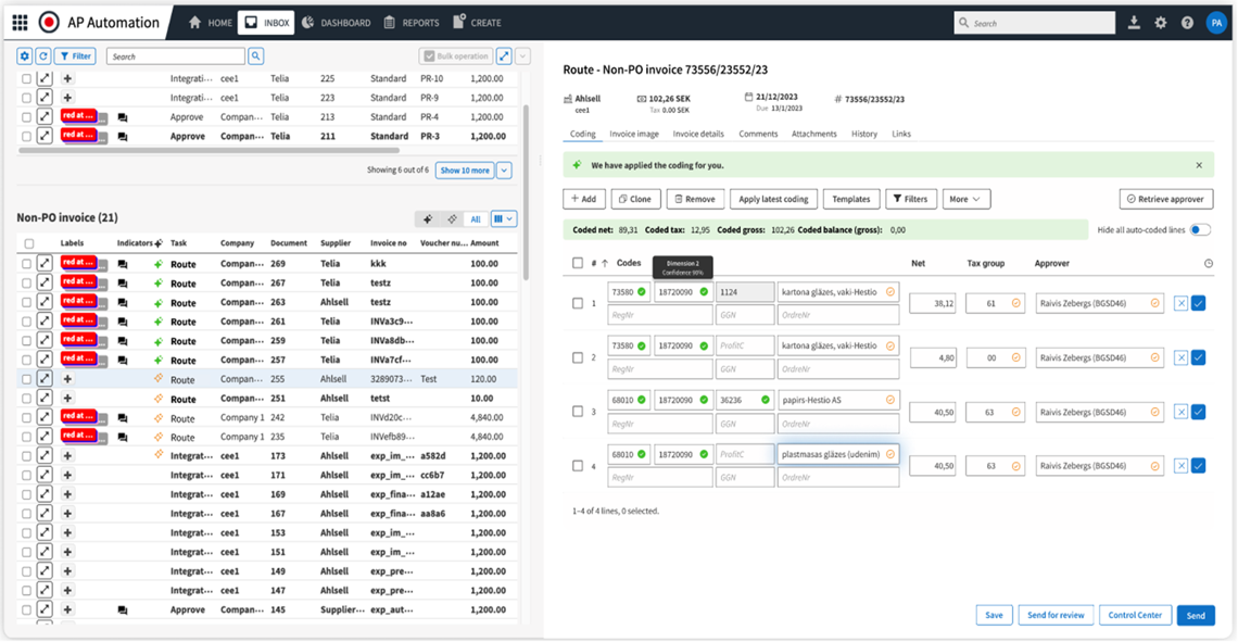 AP Automation screen