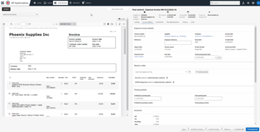 AP Automation Invoice page