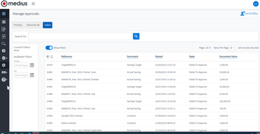 Contract Management Features - Manage Approvals screen