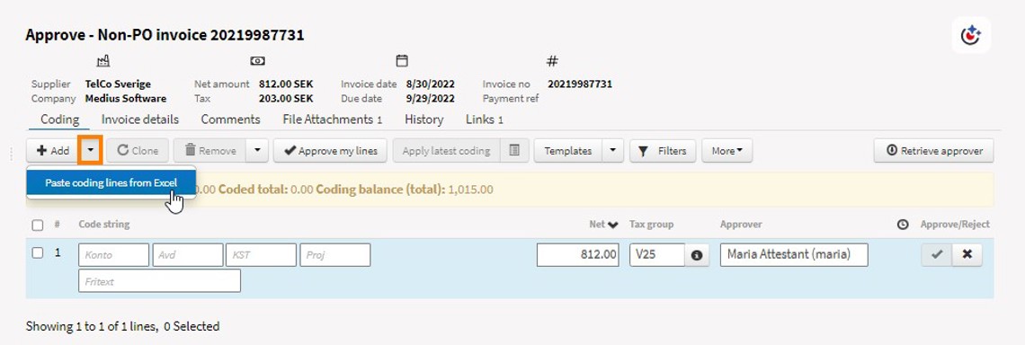 paste coding from Excel