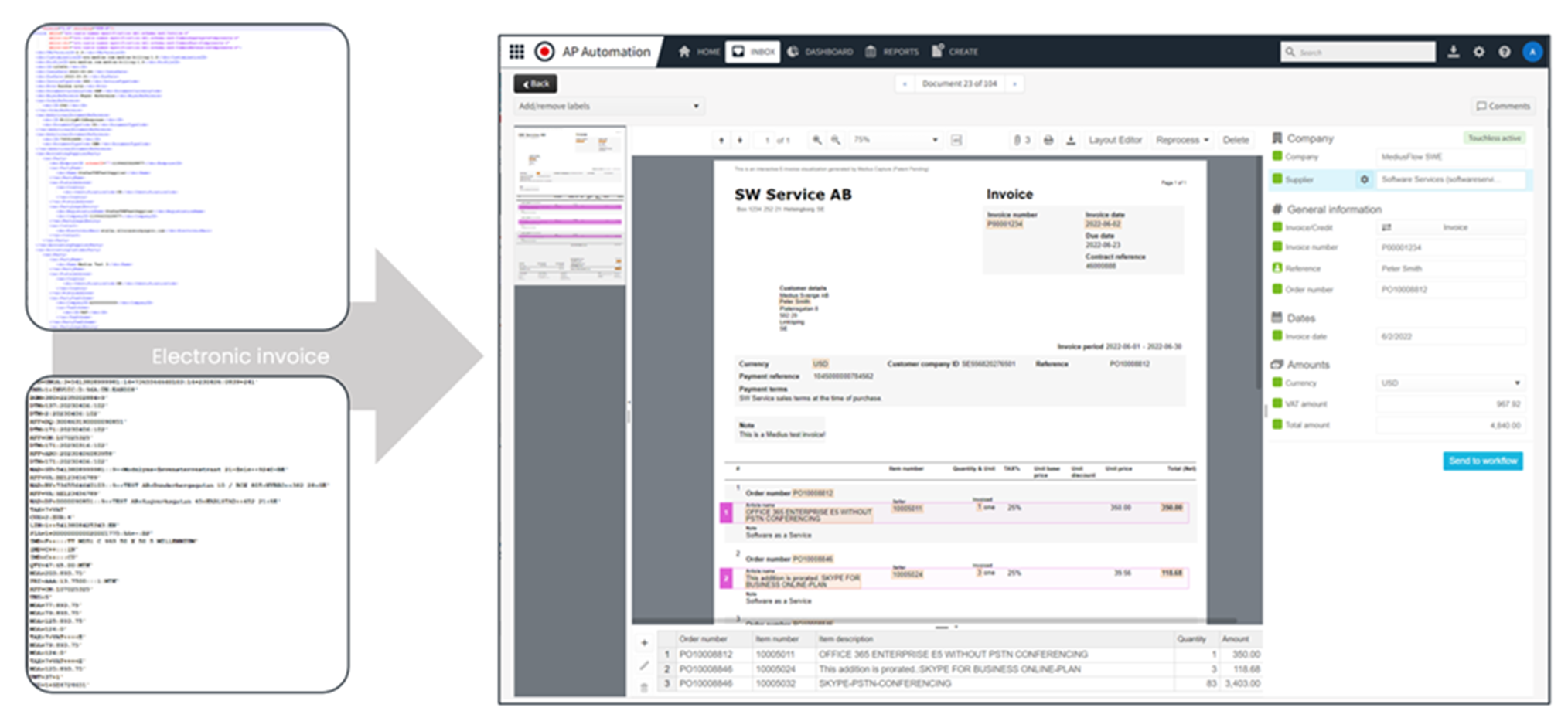 e-invoice entering Medius AP Automation