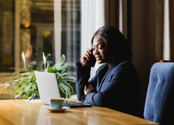 Woman talking on phone