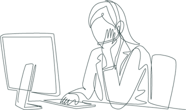 line art of female sitting at desk