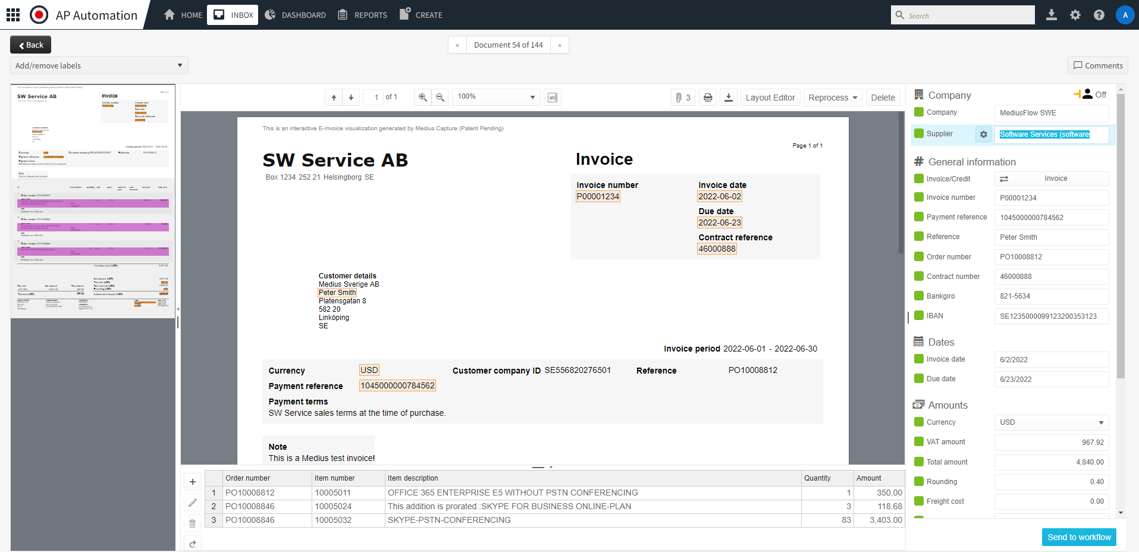 AP Automatisering - e-factuur scherm