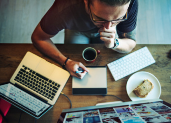 Man looking at computer screen